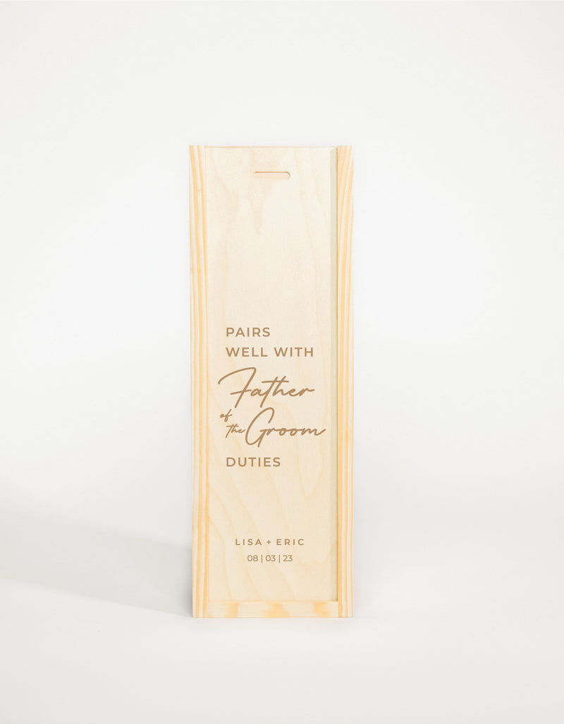 PAIRS WELL WITH FATHER OF THE GROOM DUTIES (FR)