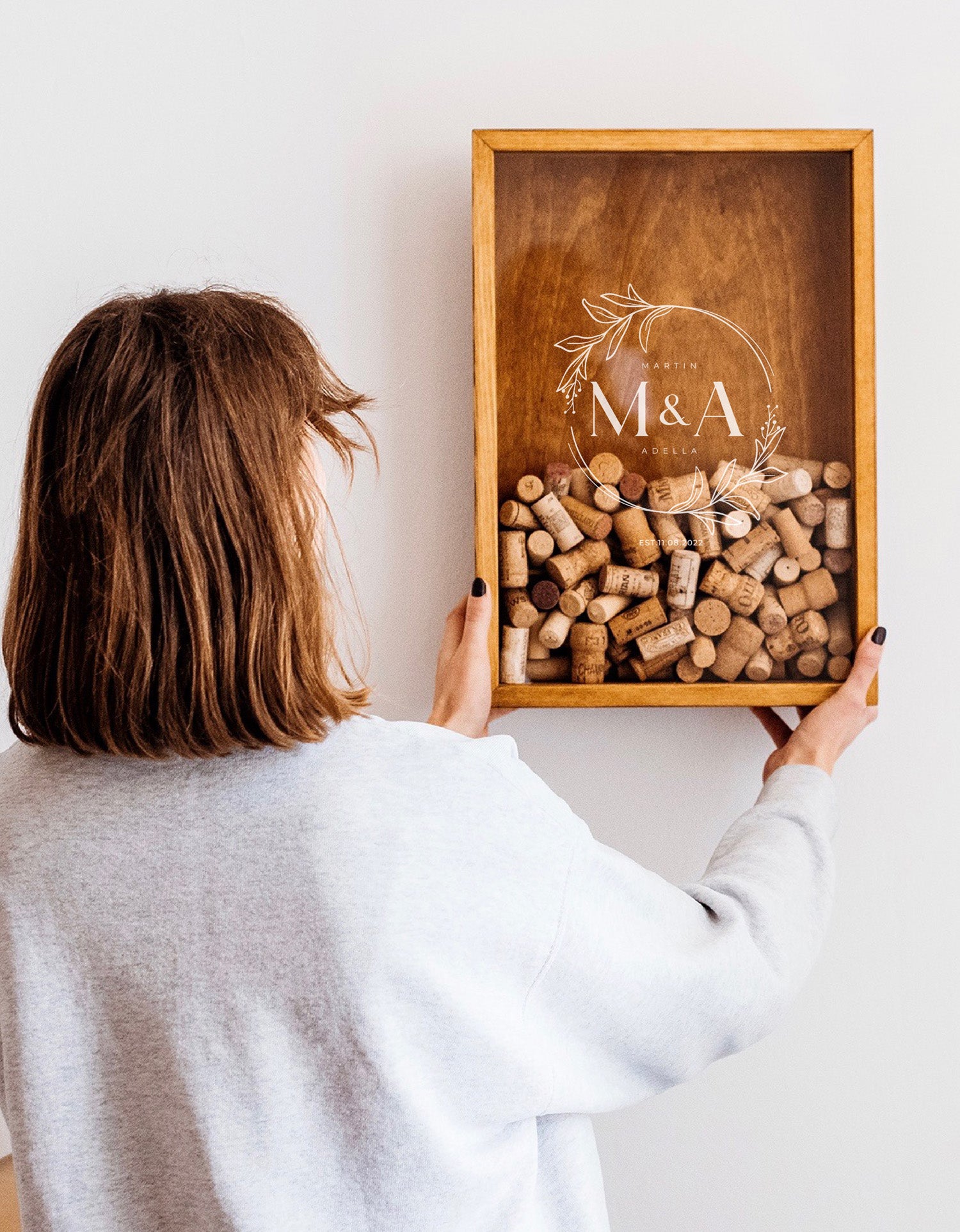 wine-cork-holder-wedding-monogram-rustic